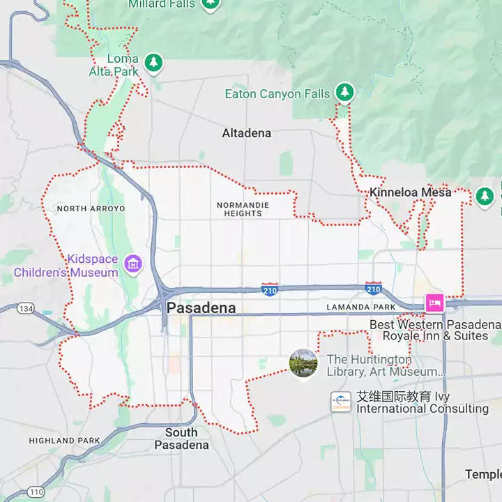 Pasadena California google map